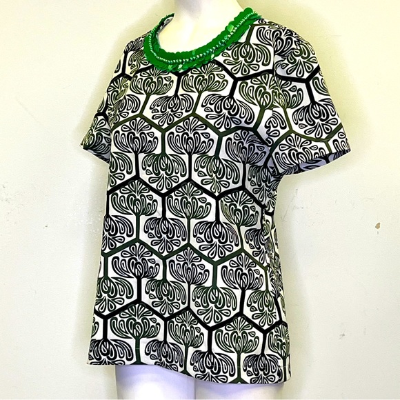 Printed Top with Beaded Neckline - Picture 1 of 5